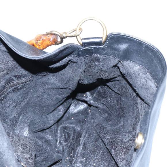 GUCCI Bamboo Hand Bag Leather Black Auth 80628 - Picture 16 of 16